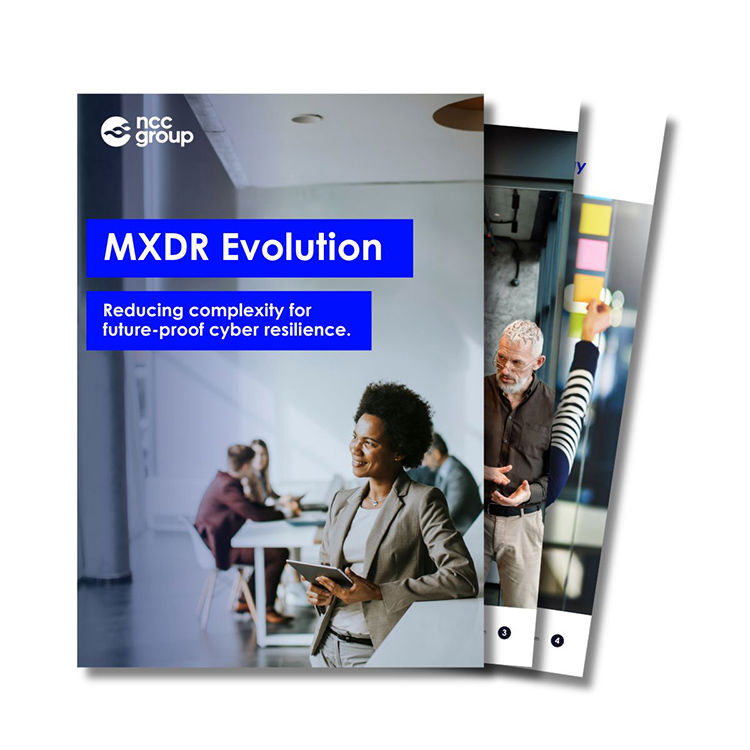 NCC Group branded MXDR Evolution eBook mock up